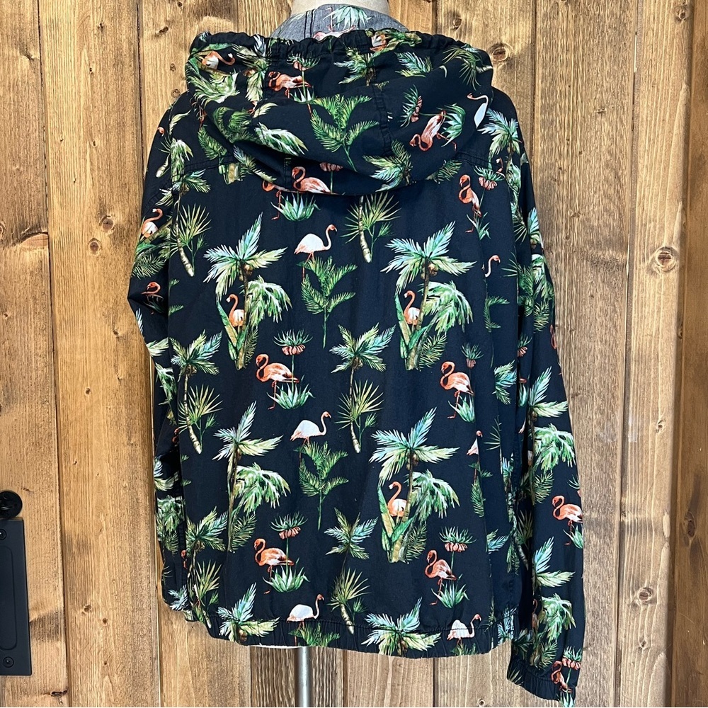 Denim & Flower Large Tropical Lightweight Zip Jacket Windbreaker Hooded Cotton - Picture 6 of 9